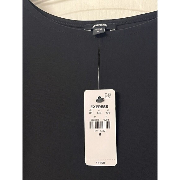 Express Women’s Relaxed Crew Neck Draped Sleeve Tee Size M Black - Picture 3 of 3